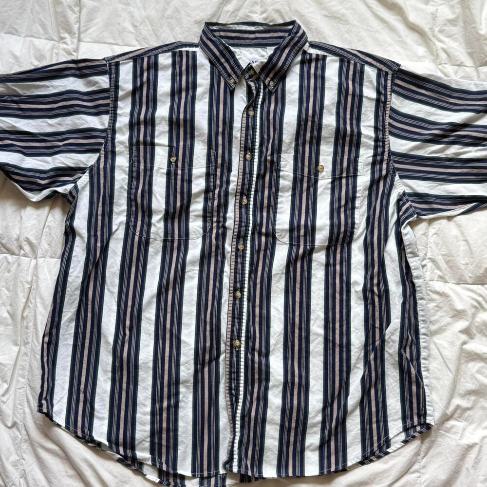 Vintage 90s Basic Editions Striped Button Down Sh… - image 2
